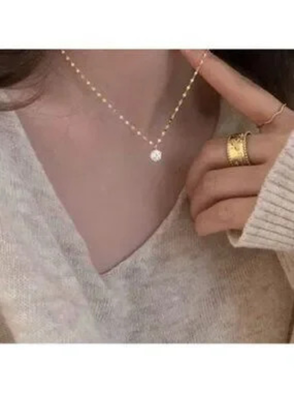 GOLD 14k Plated CZ Diamond Necklace